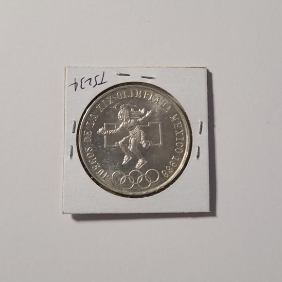 1968 Mexico 25 Pesos Olympic Games Eagle & Snake .720 Silver Mexican Coin - Picture 2 of 2